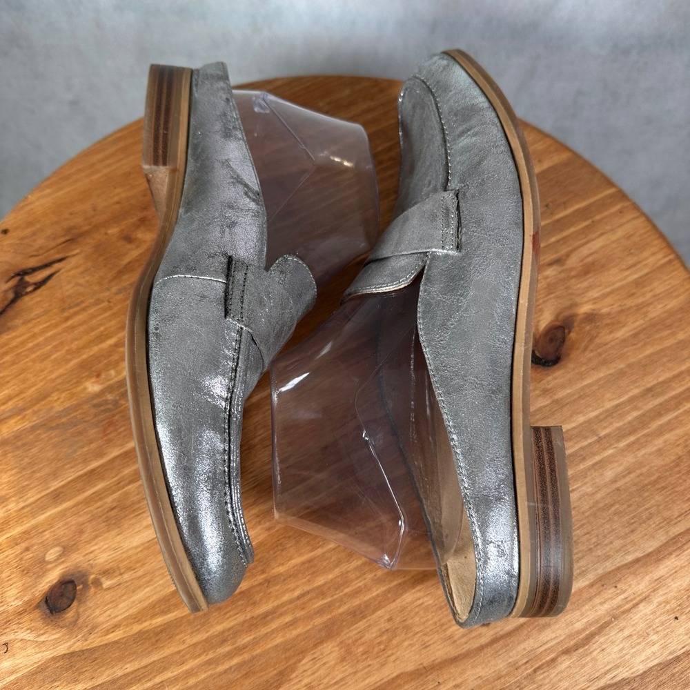 Naturalizer Mule Loafers Womens 11M Silver Metallic Good Penny Flats - Picture 11 of 15
